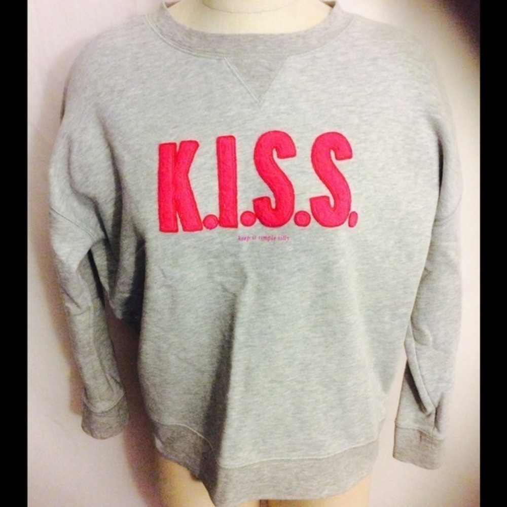 Kate Spade K.I.S.S Sweatshirt Gray Size Small EUC